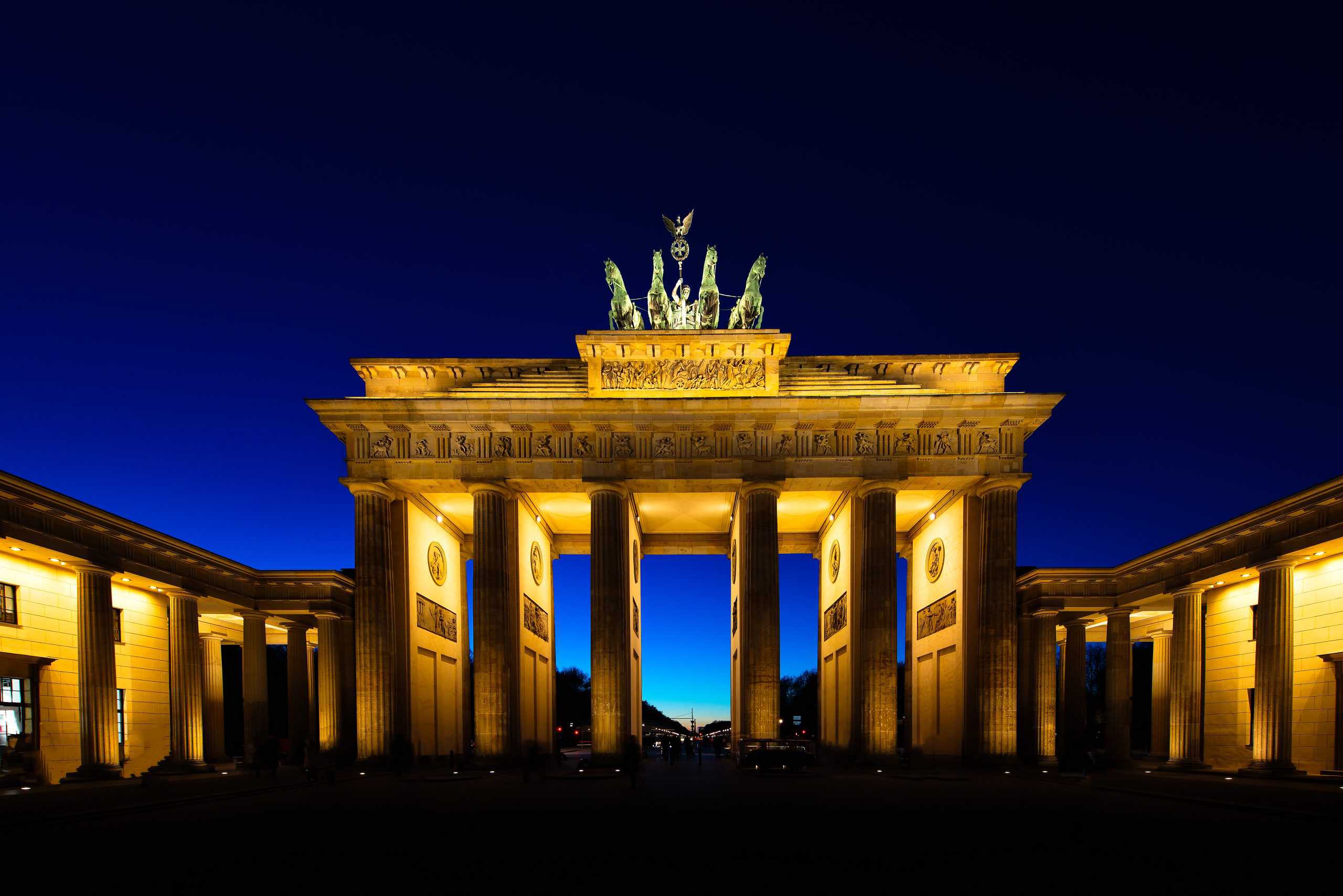 Brandenburg Gate in Berlin illuminated at night